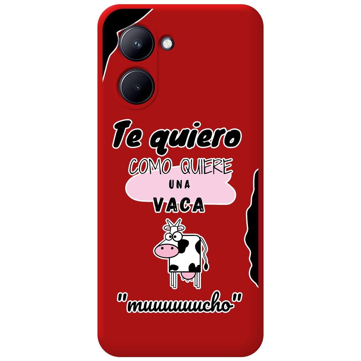 Funda Silicona Líquida Roja para Realme C33 diseño Vaca Dibujos