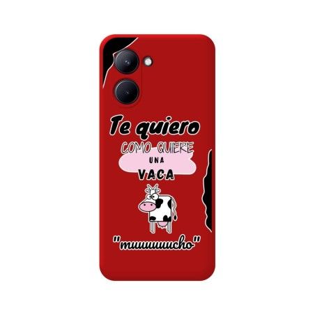 Funda Silicona Líquida Roja para Realme C33 diseño Vaca Dibujos