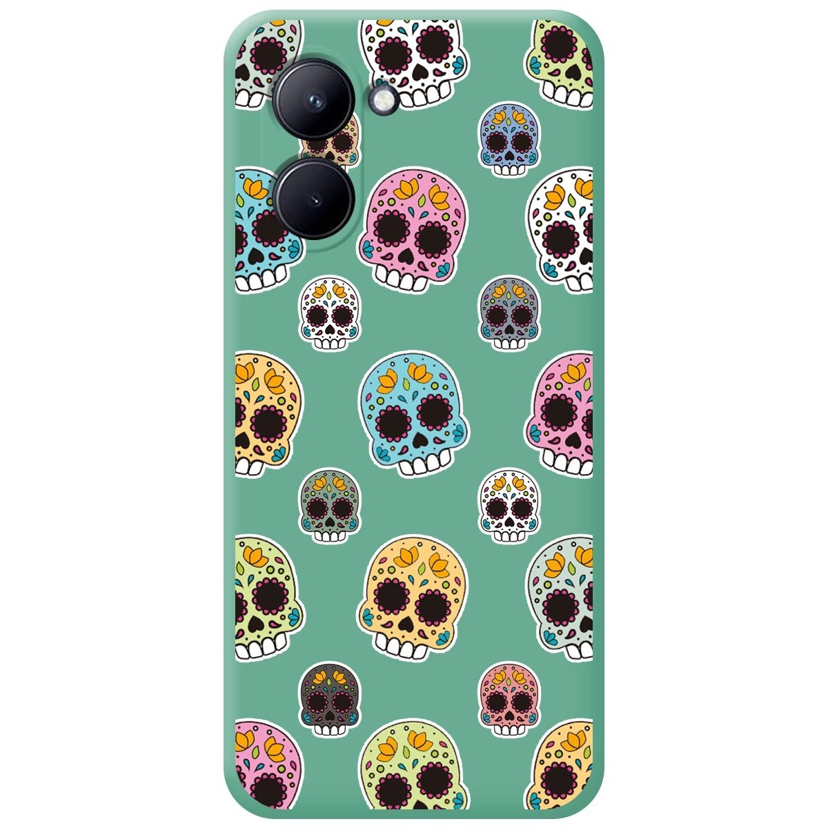 Funda Silicona Líquida Verde para Realme C33 diseño Catrina Dibujos