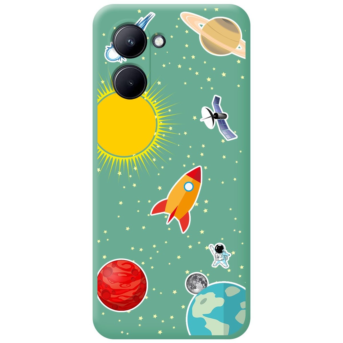Funda Silicona Líquida Verde para Realme C33 diseño Espacio Dibujos