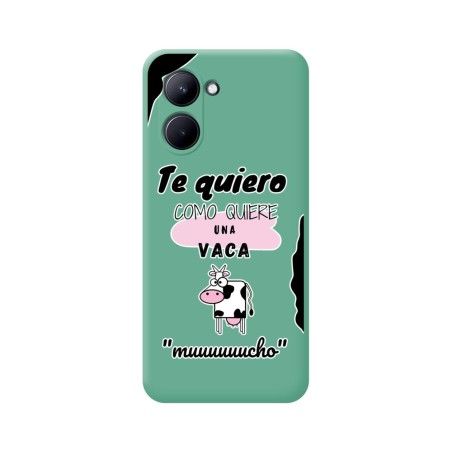 Funda Silicona Líquida Verde para Realme C33 diseño Vaca Dibujos