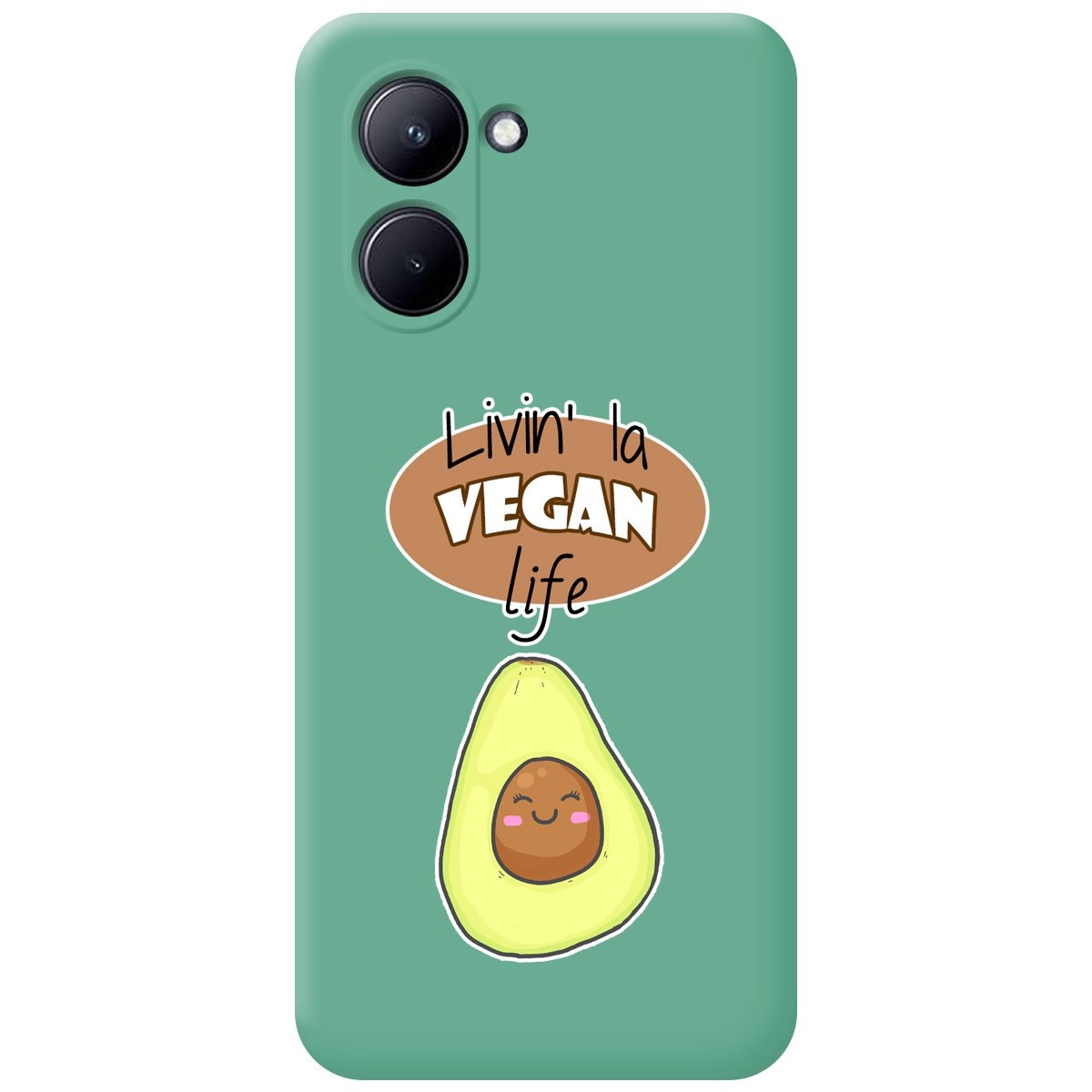 Funda Silicona Líquida Verde para Realme C33 diseño Vegan Life Dibujos