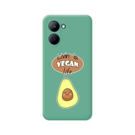 Funda Silicona Líquida Verde para Realme C33 diseño Vegan Life Dibujos