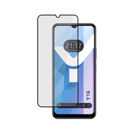 Protector Cristal Templado Completo 5D Full Glue Negro para Vivo Y16 Vidrio