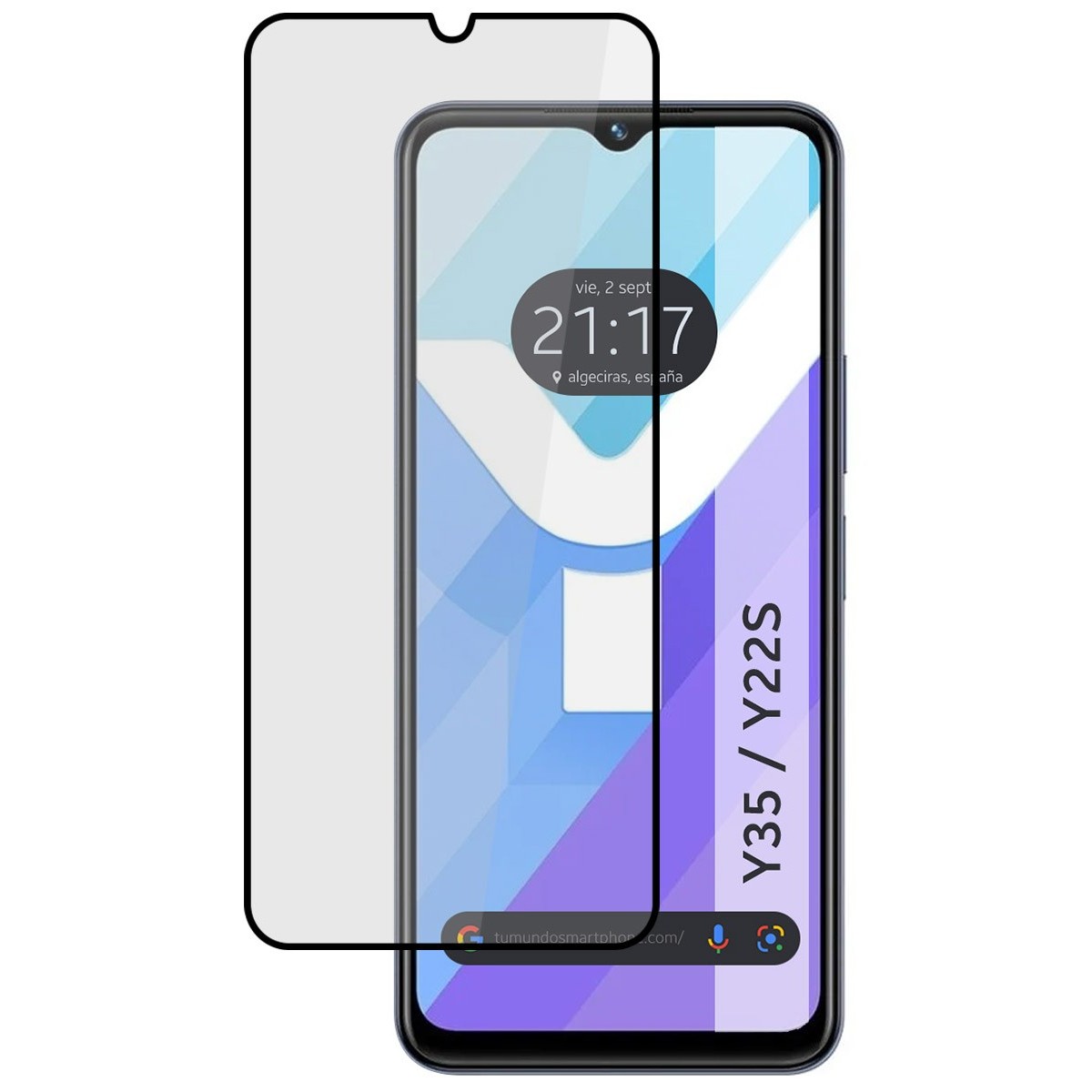 Protector Cristal Templado Completo 5D Full Glue Negro para Vivo Y35 / Y22s Vidrio