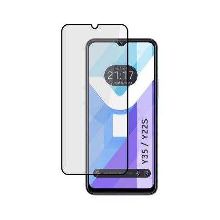 Protector Cristal Templado Completo 5D Full Glue Negro para Vivo Y35 / Y22s Vidrio