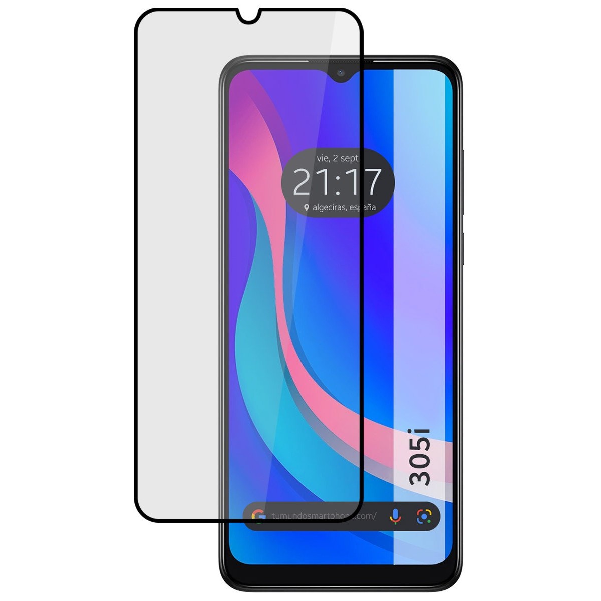 Protector Cristal Templado Completo 5D Full Glue Negro para TCL 305i Vidrio