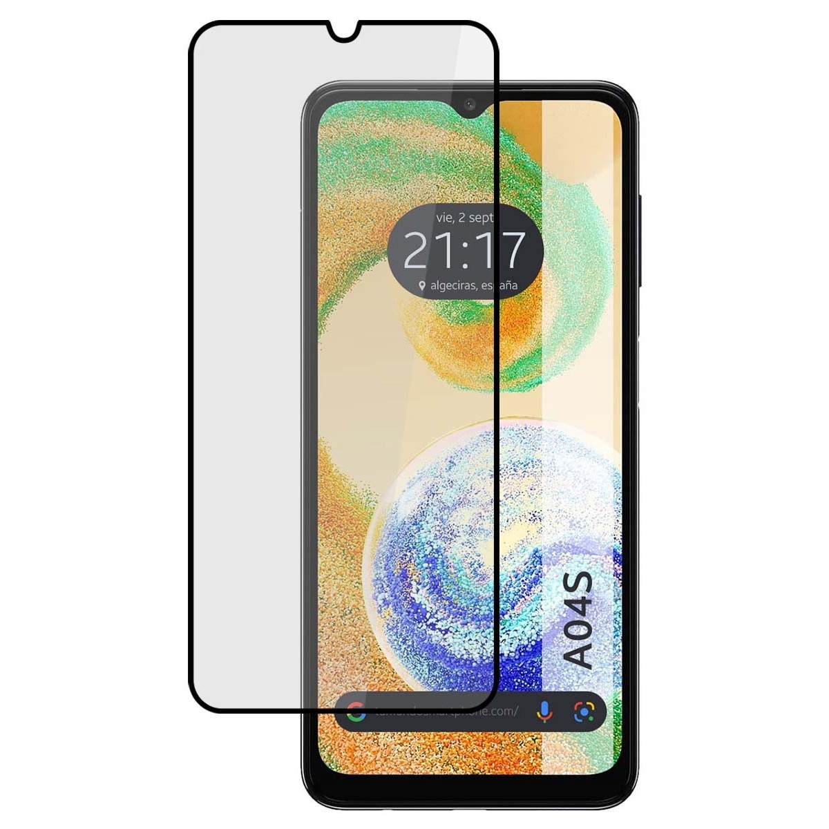 Protector Cristal Templado Completo 5D Full Glue Negro para Samsung Galaxy A04s Vidrio