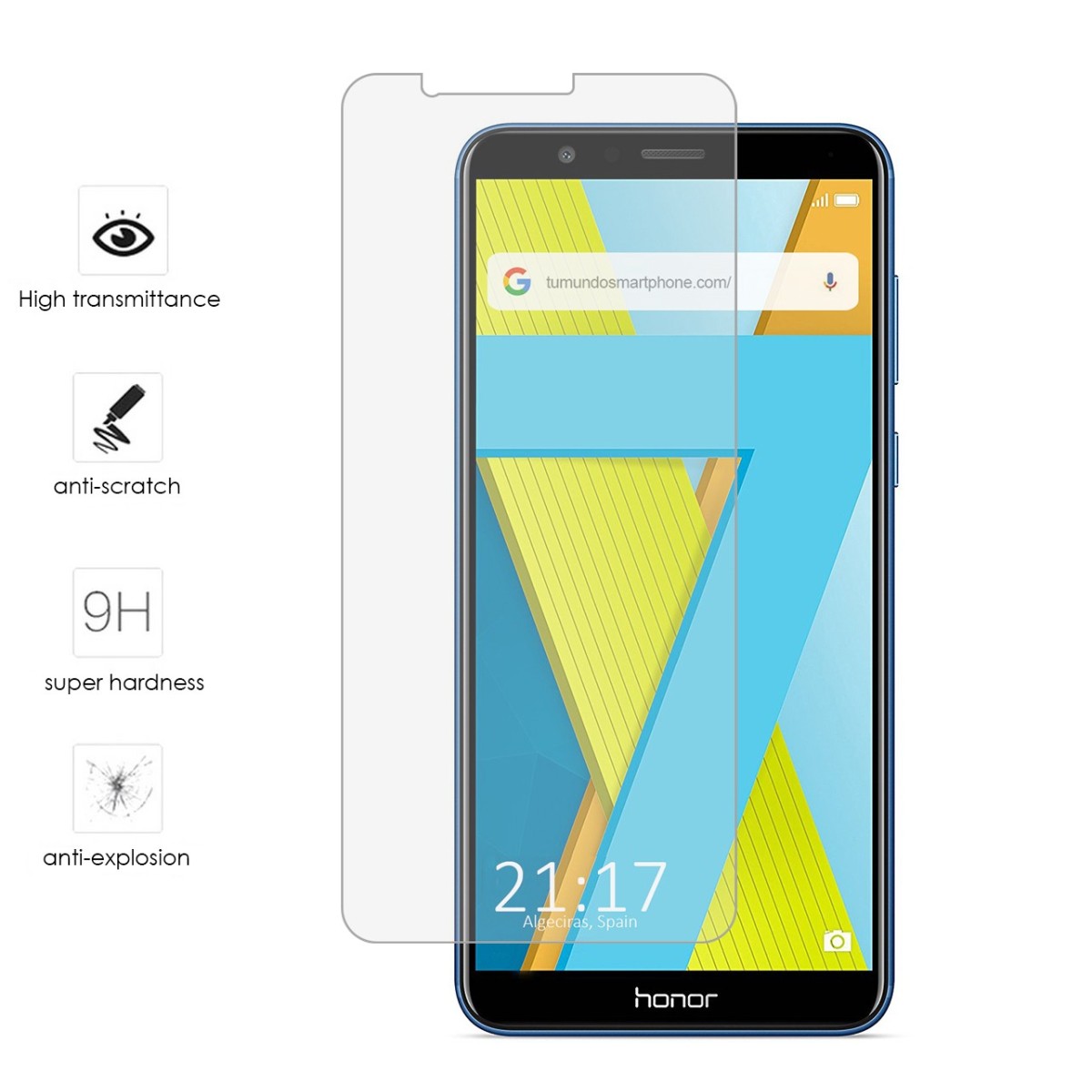 Protector Cristal Templado para Huawei Honor 7X Vidrio