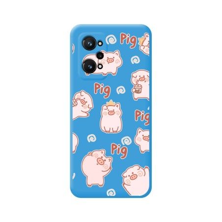 Funda Silicona Líquida Azul para Realme GT Neo 3T 5G diseño Cerdos Dibujos