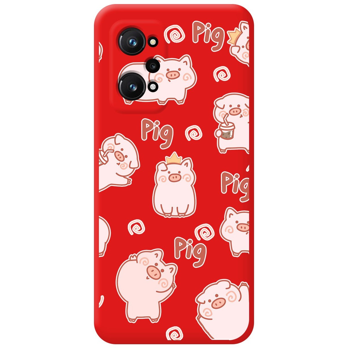 Funda Silicona Líquida Roja para Realme GT Neo 3T 5G diseño Cerdos Dibujos