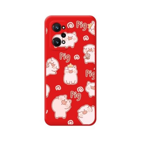 Funda Silicona Líquida Roja para Realme GT Neo 3T 5G diseño Cerdos Dibujos