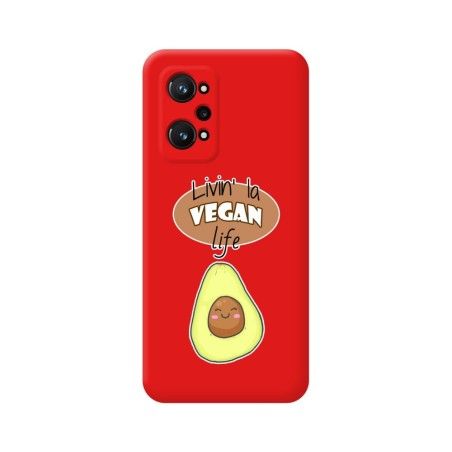 Funda Silicona Líquida Roja para Realme GT Neo 3T 5G diseño Vegan Life Dibujos