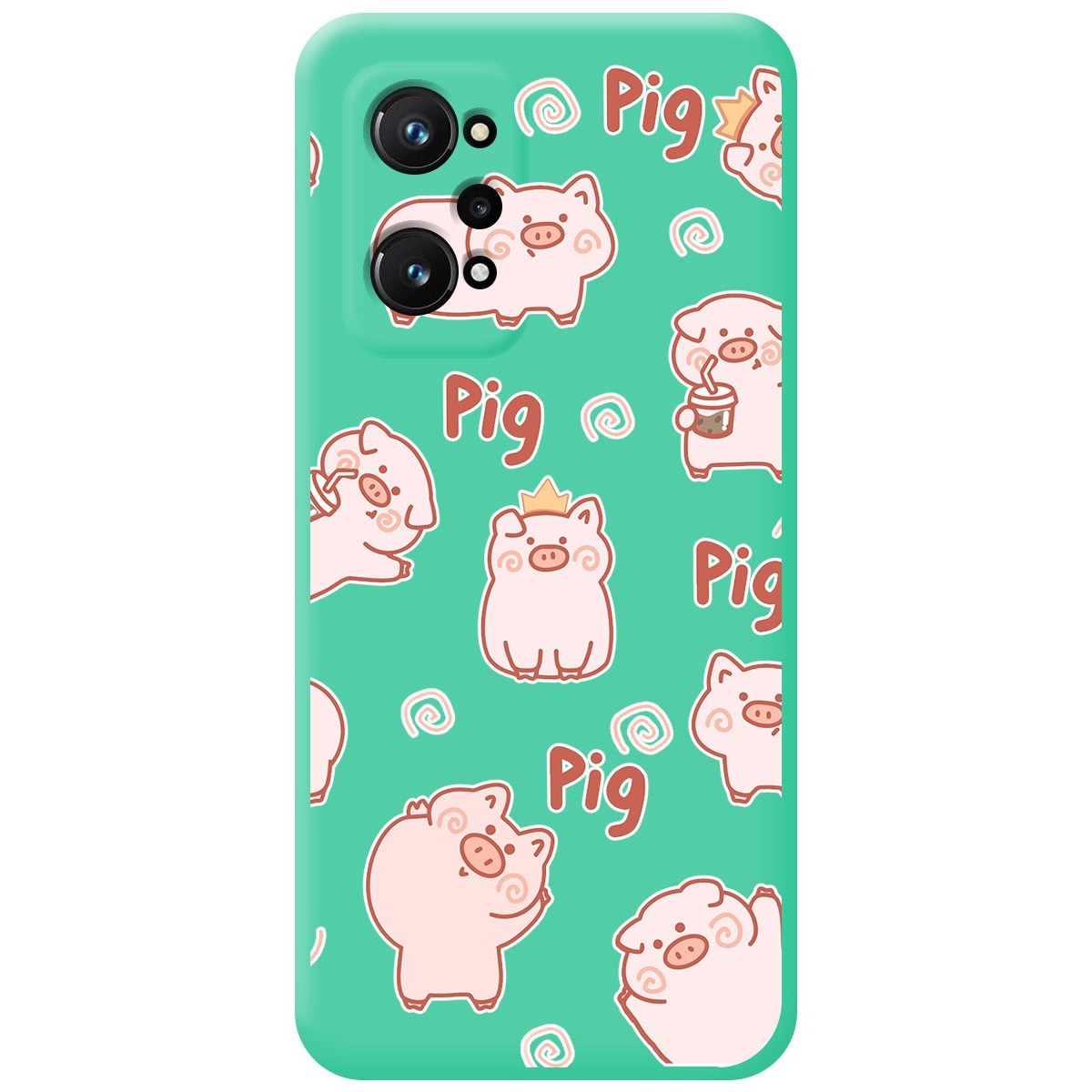 Funda Silicona Líquida Verde para Realme GT Neo 3T 5G diseño Cerdos Dibujos