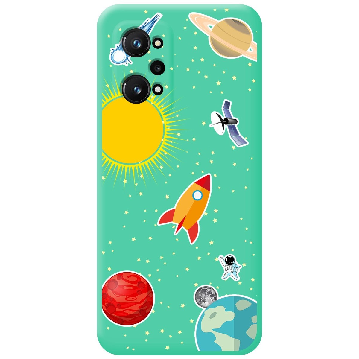 Funda Silicona Líquida Verde para Realme GT Neo 3T 5G diseño Espacio Dibujos