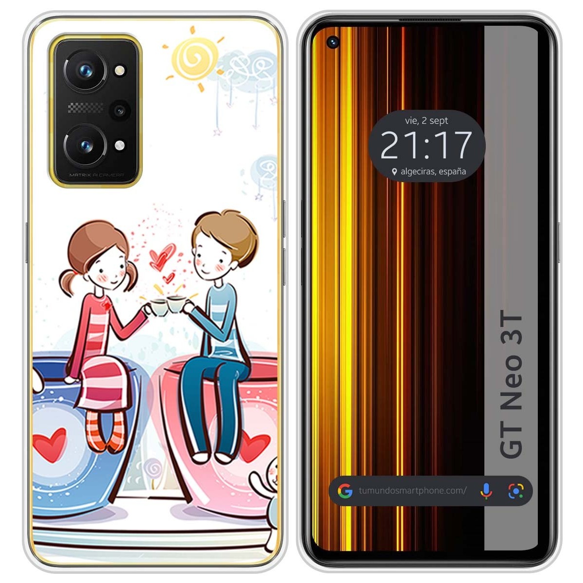 Funda Silicona para Realme GT Neo 3T 5G diseño Café Dibujos