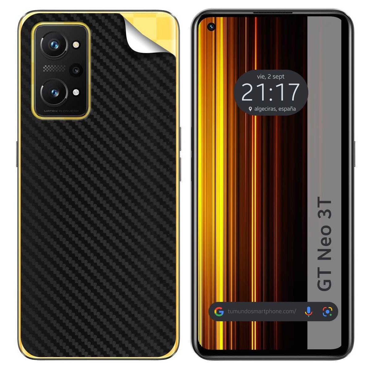 Pegatina Vinilo Autoadhesiva Textura Carbono para Realme GT Neo 3T 5G