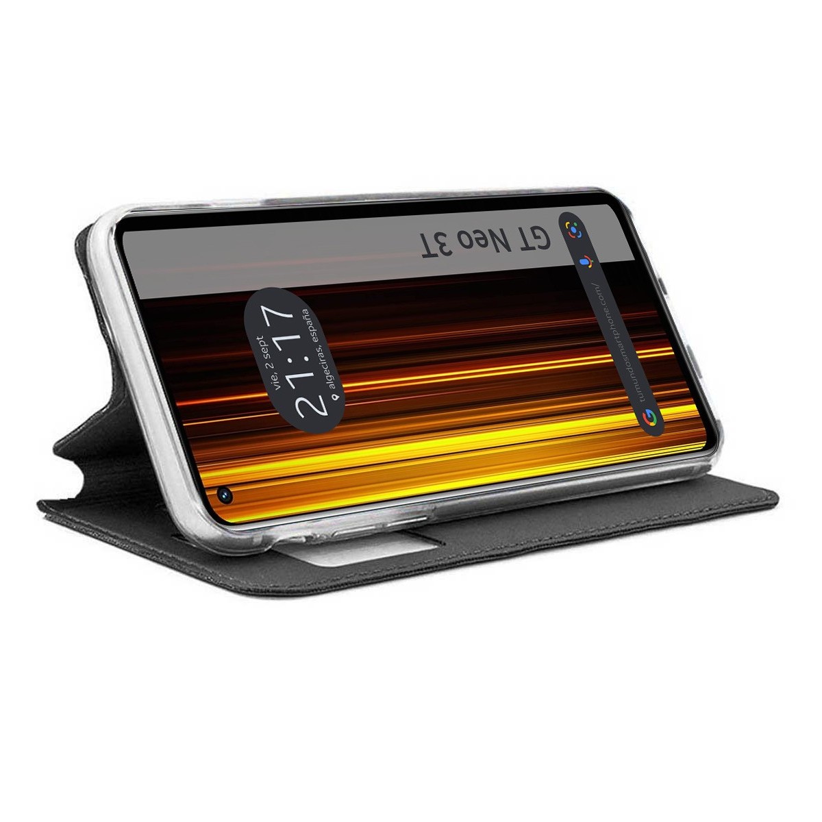 Funda Libro Soporte con Ventana para Realme GT Neo 3T 5G Color Negra