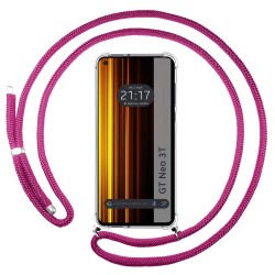 Funda Colgante Transparente para Realme GT Neo 3T 5G con Cordon Rosa Fucsia