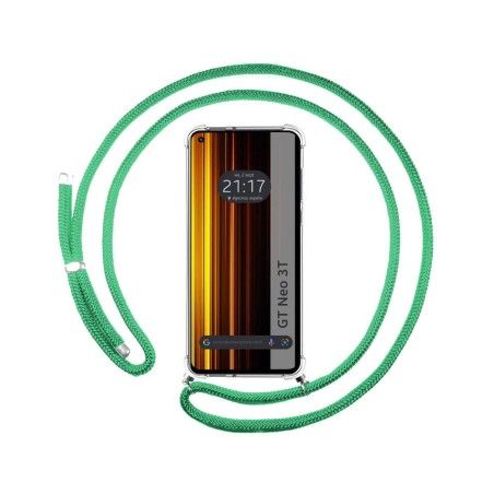 Funda Colgante Transparente para Realme GT Neo 3T 5G con Cordon Verde Agua