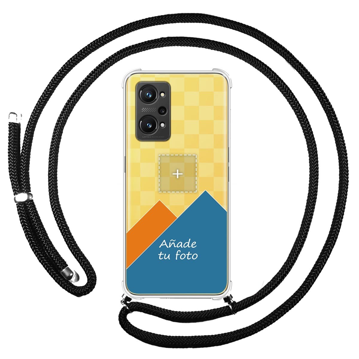 Personaliza tu Funda Colgante Transparente para Realme GT Neo 3T 5G con Cordon Negro Dibujo Personalizada