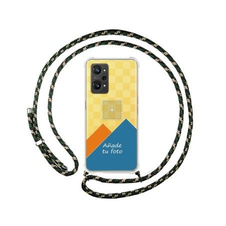 Personaliza tu Funda Colgante Transparente para Realme GT Neo 3T 5G con Cordon Verde/Dorado Dibujo Personalizada