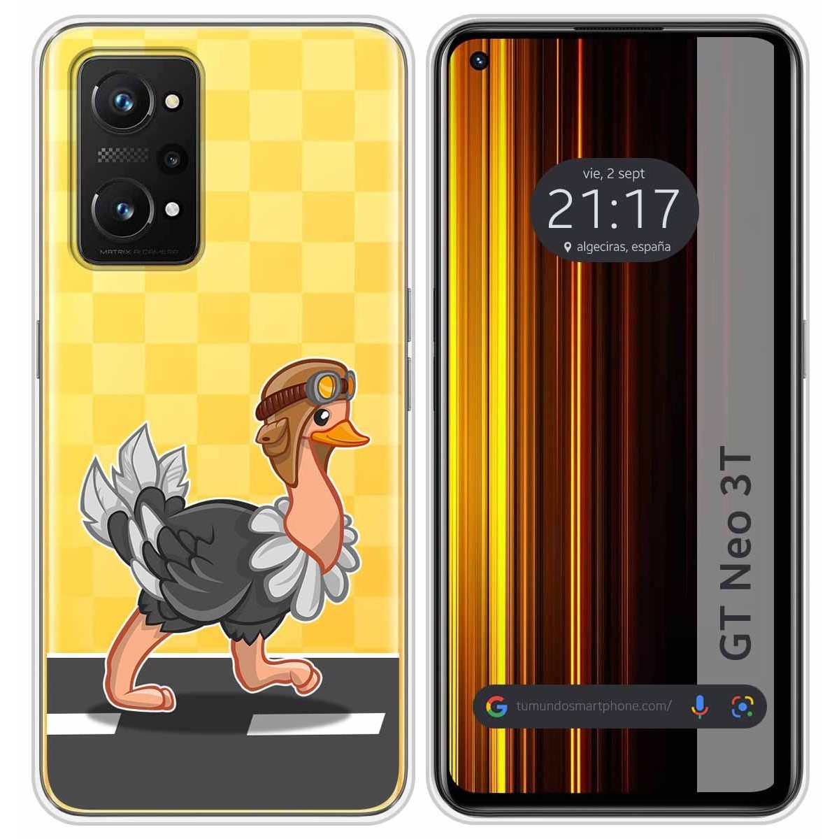Funda Silicona Transparente para Realme GT Neo 3T 5G diseño Avestruz Dibujos