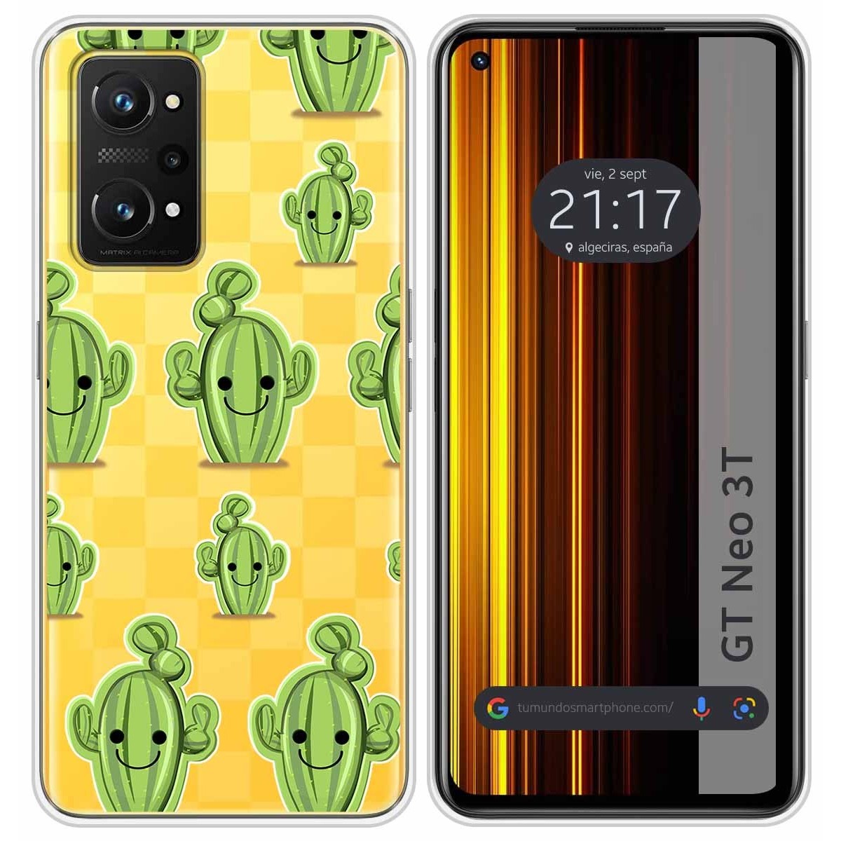 Funda Silicona Transparente para Realme GT Neo 3T 5G diseño Cactus Dibujos