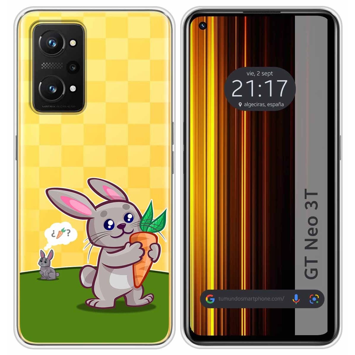 Funda Silicona Transparente para Realme GT Neo 3T 5G diseño Conejo Dibujos