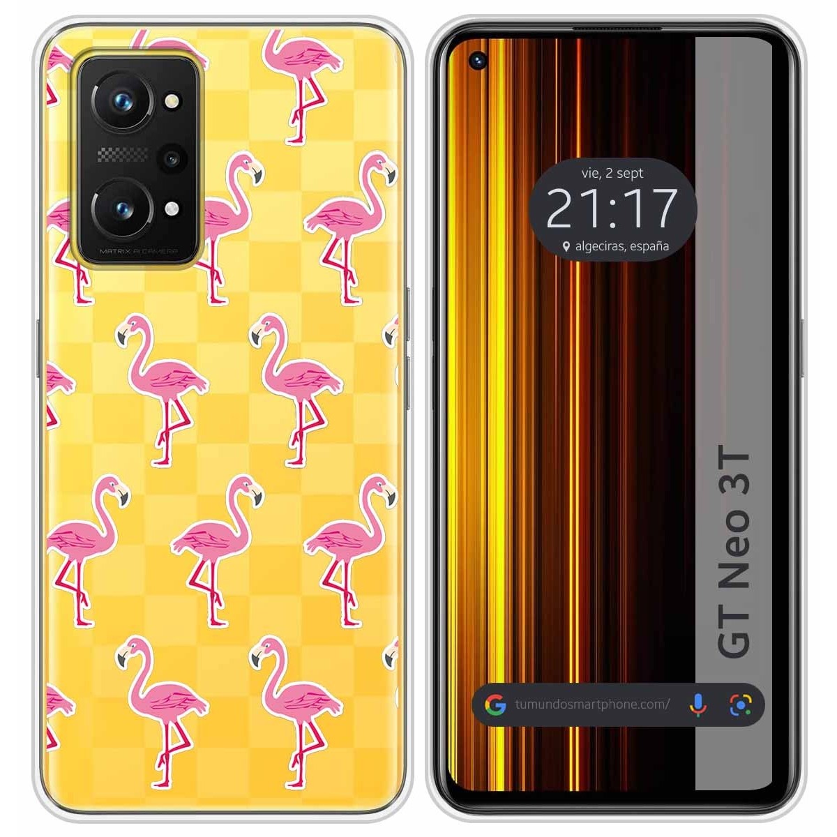 Funda Silicona Transparente para Realme GT Neo 3T 5G diseño Flamenco Dibujos