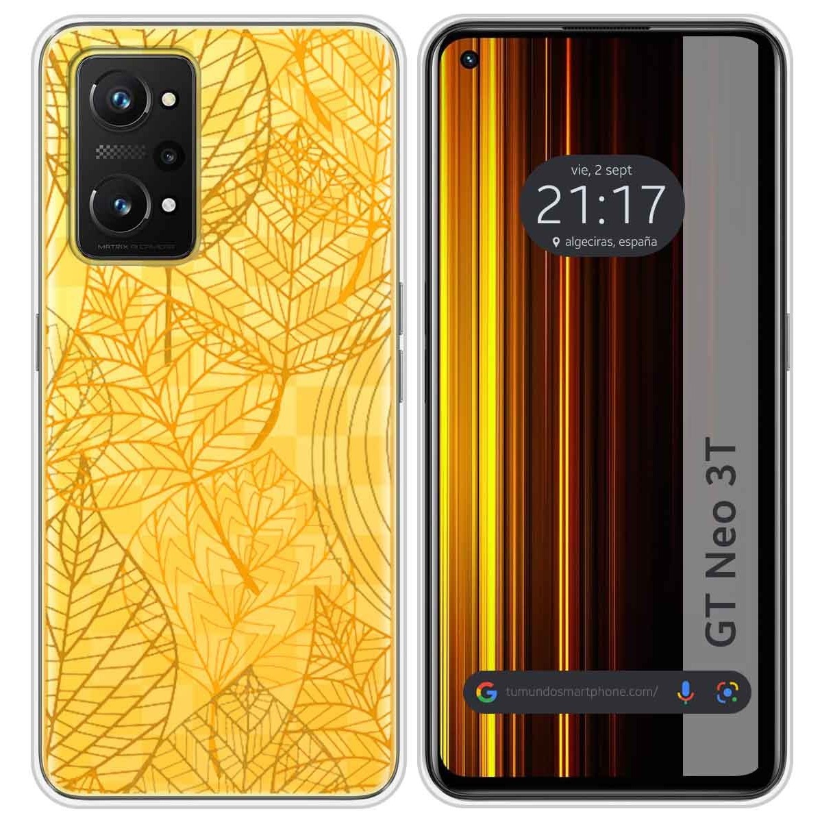 Funda Silicona Transparente para Realme GT Neo 3T 5G diseño Hojas Dibujos
