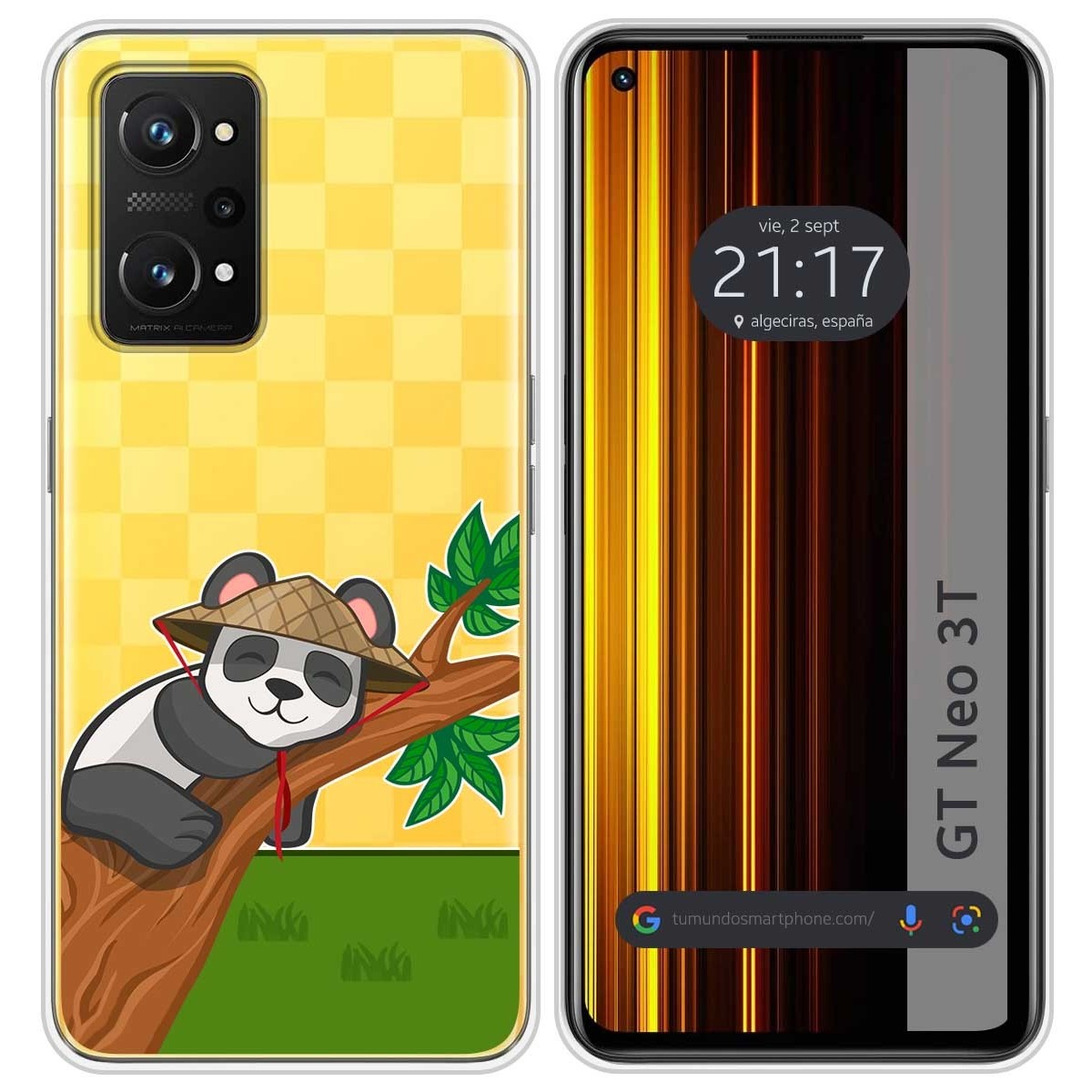 Funda Silicona Transparente para Realme GT Neo 3T 5G diseño Panda Dibujos