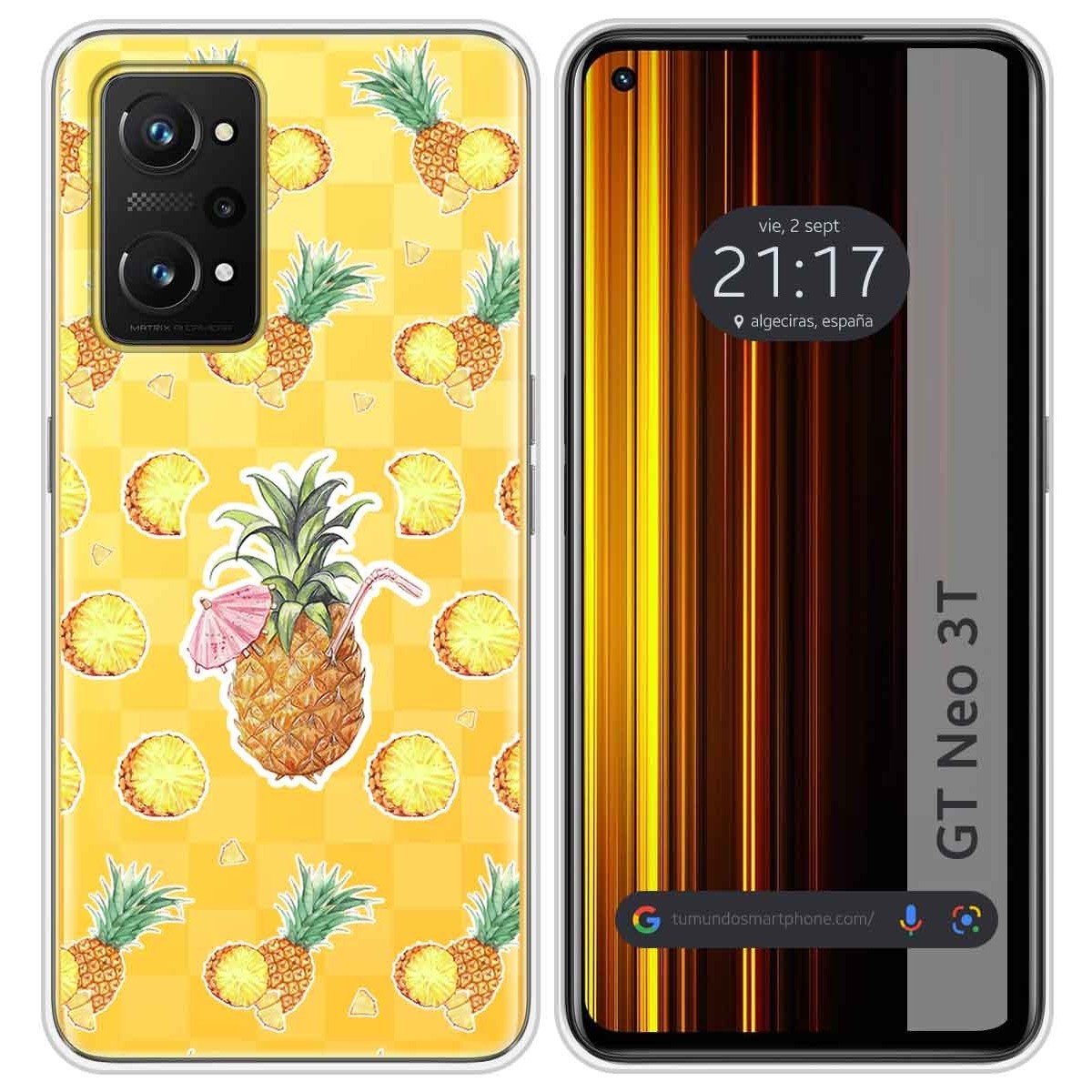 Funda Silicona Transparente para Realme GT Neo 3T 5G diseño Piña Dibujos