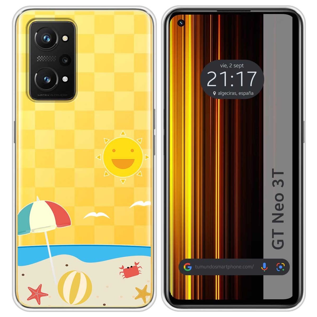 Funda Silicona Transparente para Realme GT Neo 3T 5G diseño Playa Dibujos