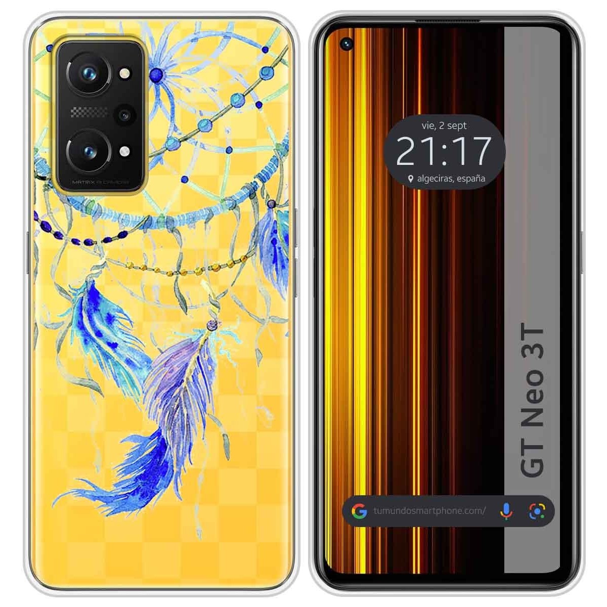 Funda Silicona Transparente para Realme GT Neo 3T 5G diseño Plumas Dibujos