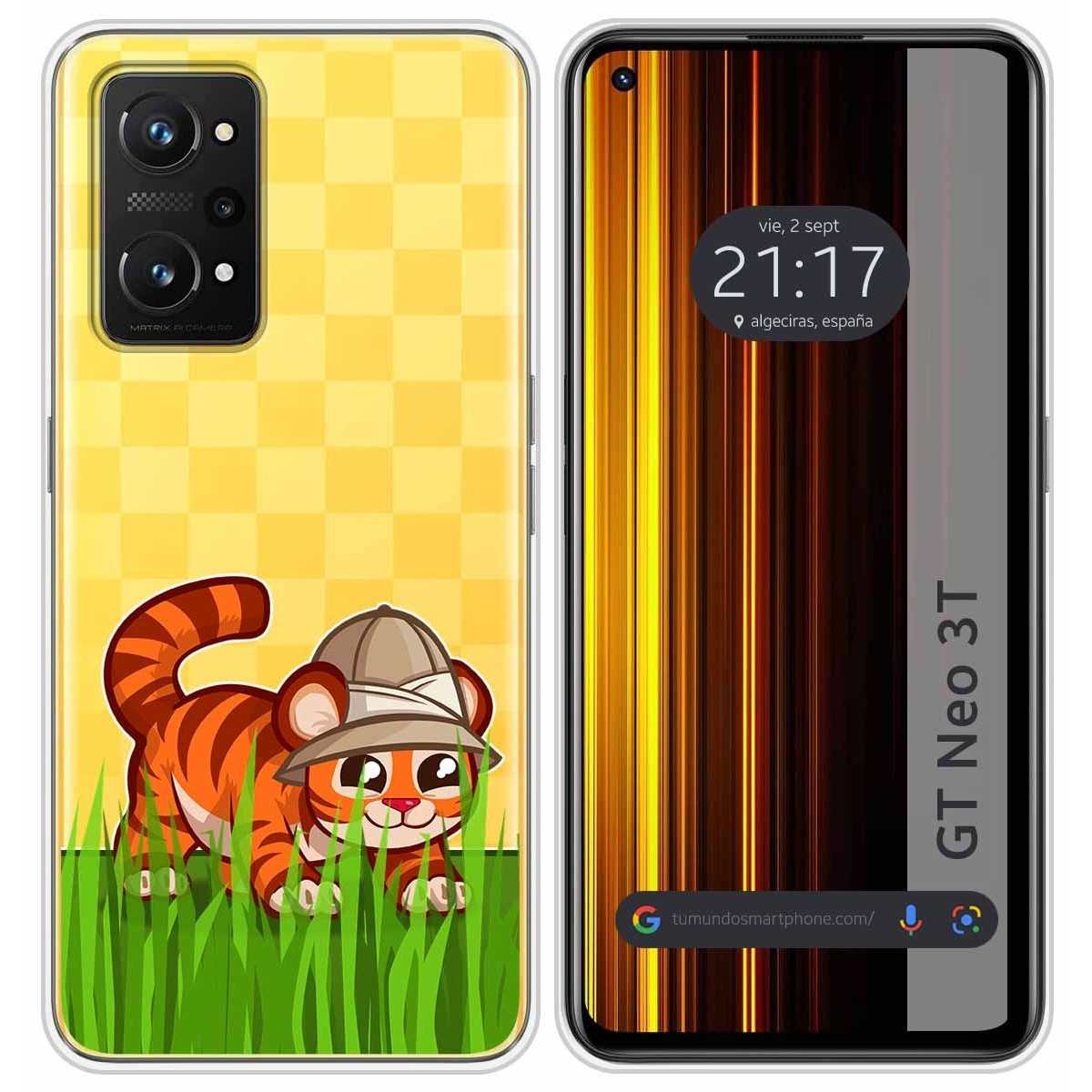 Funda Silicona Transparente para Realme GT Neo 3T 5G diseño Tigre Dibujos