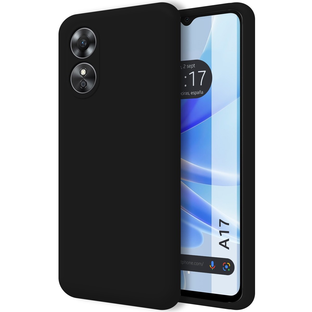 Funda Silicona Líquida Ultra Suave para Oppo A17 color Negra