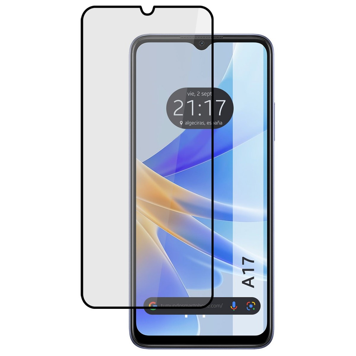 Protector Cristal Templado Completo 5D Full Glue Negro para Oppo A17 Vidrio