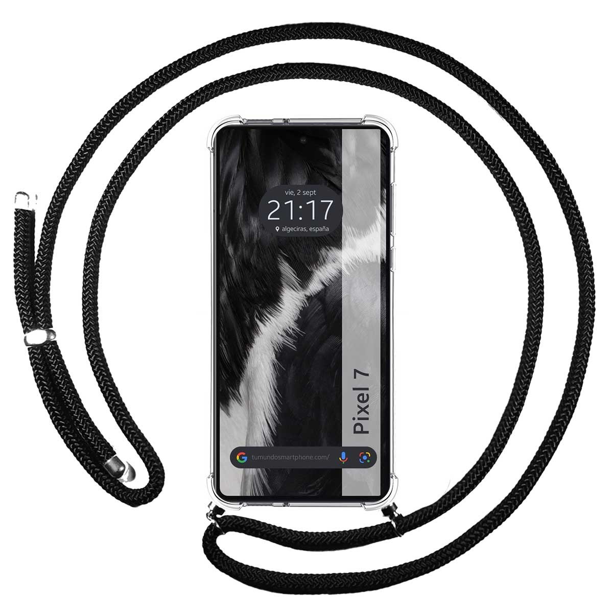 Funda Colgante Transparente para Google Pixel 7 5G con Cordon Negro