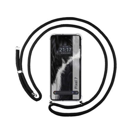Funda Colgante Transparente para Google Pixel 7 5G con Cordon Negro