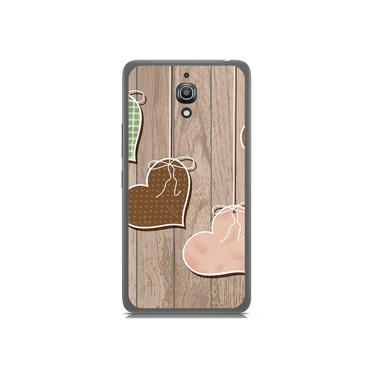 Funda Gel Tpu para Alcatel A2 Xl Diseño Corazones Madera Dibujos