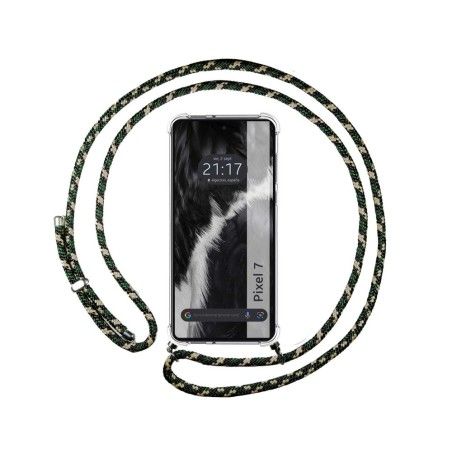 Funda Colgante Transparente para Google Pixel 7 5G con Cordon Verde / Dorado