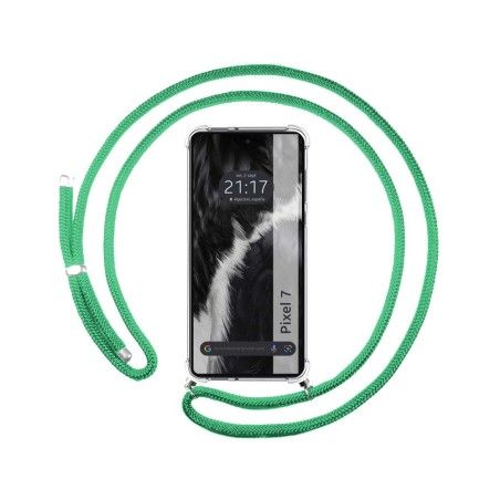 Funda Colgante Transparente para Google Pixel 7 5G con Cordon Verde Agua