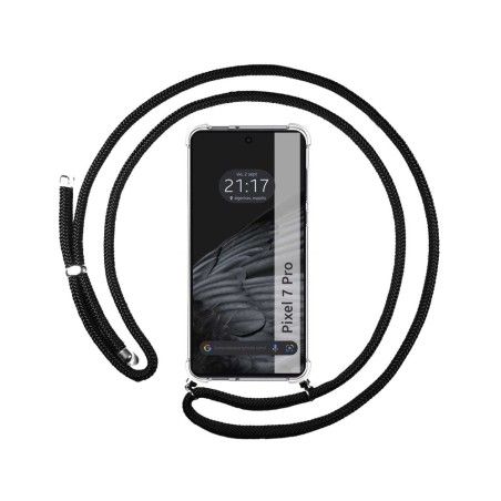 Funda Colgante Transparente para Google Pixel 7 Pro 5G con Cordon Negro
