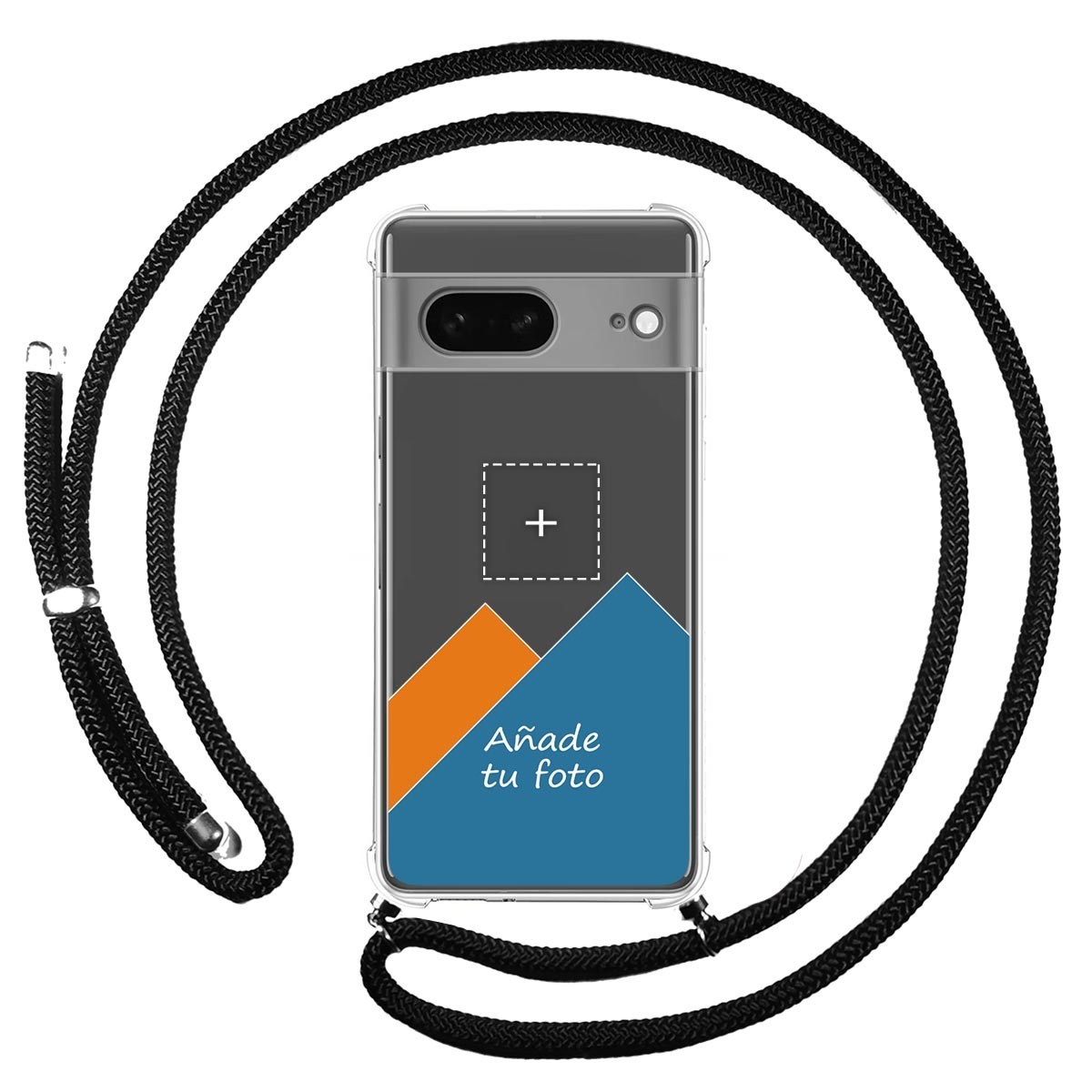 Personaliza tu Funda Colgante Transparente para Google Pixel 7 5G con Cordon Negro Dibujo Personalizada