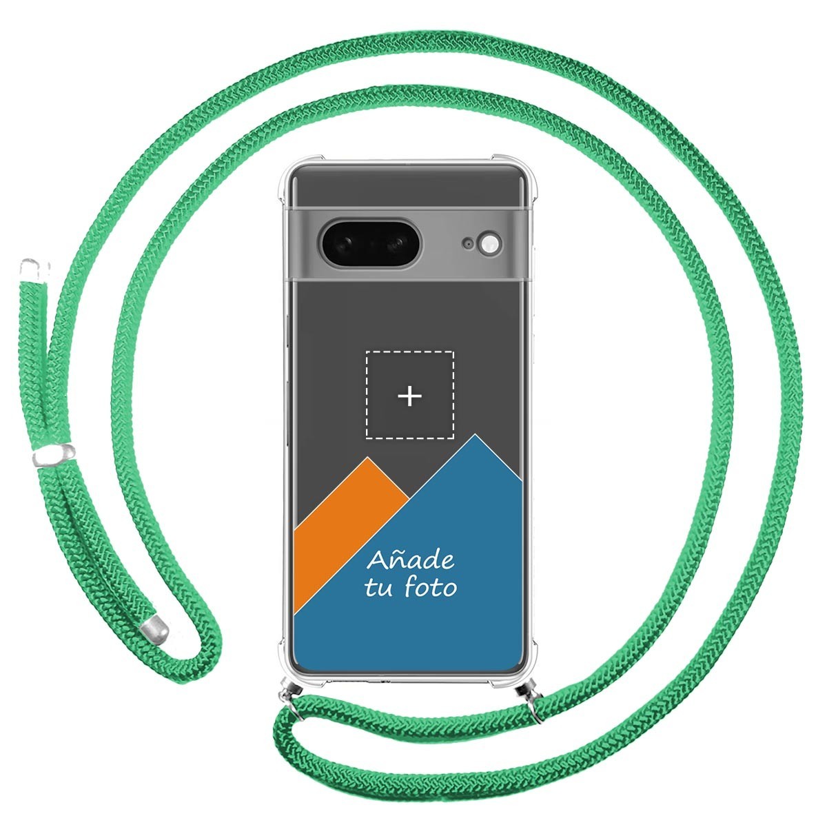 Personaliza tu Funda Colgante Transparente para Google Pixel 7 5G con Cordon Verde Agua Dibujo Personalizada