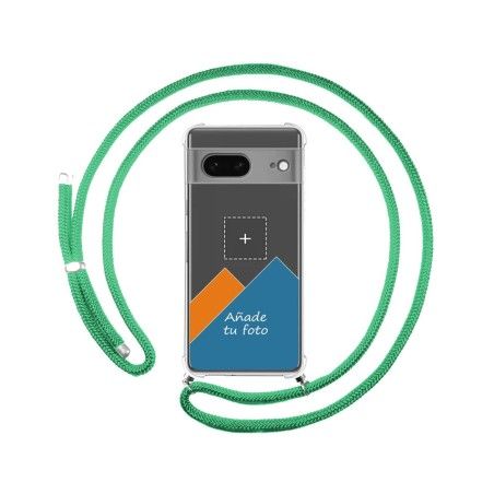 Personaliza tu Funda Colgante Transparente para Google Pixel 7 5G con Cordon Verde Agua Dibujo Personalizada