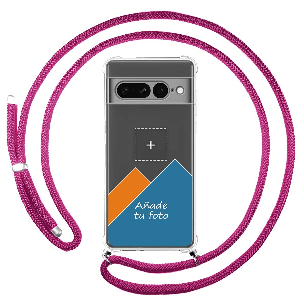 Personaliza tu Funda Colgante Transparente para Google Pixel 7 Pro 5G con Cordon Rosa Fucsia Dibujo Personalizada