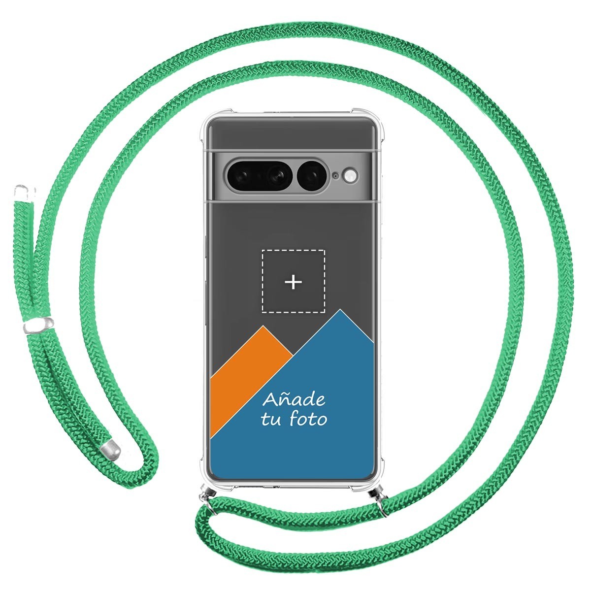 Personaliza tu Funda Colgante Transparente para Google Pixel 7 Pro 5G con Cordon Verde Agua Dibujo Personalizada