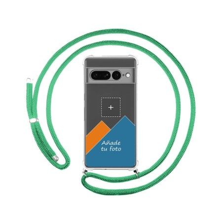Personaliza tu Funda Colgante Transparente para Google Pixel 7 Pro 5G con Cordon Verde Agua Dibujo Personalizada